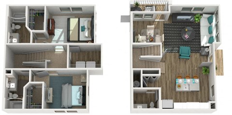 a floor plan of a house with a bedroom and a living room